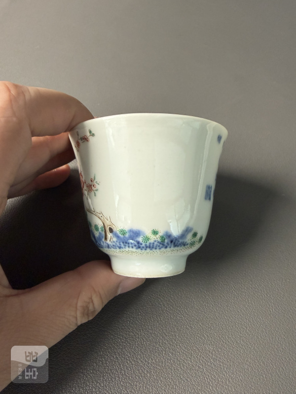 清光绪 青花五彩“二月”杏花花神杯 - 图7